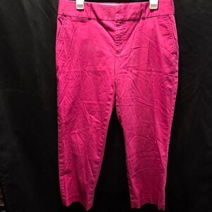 Banana Republic Cropped Chino Pants Magenta Pink Barbiecore Preppy Stretch SZ 10